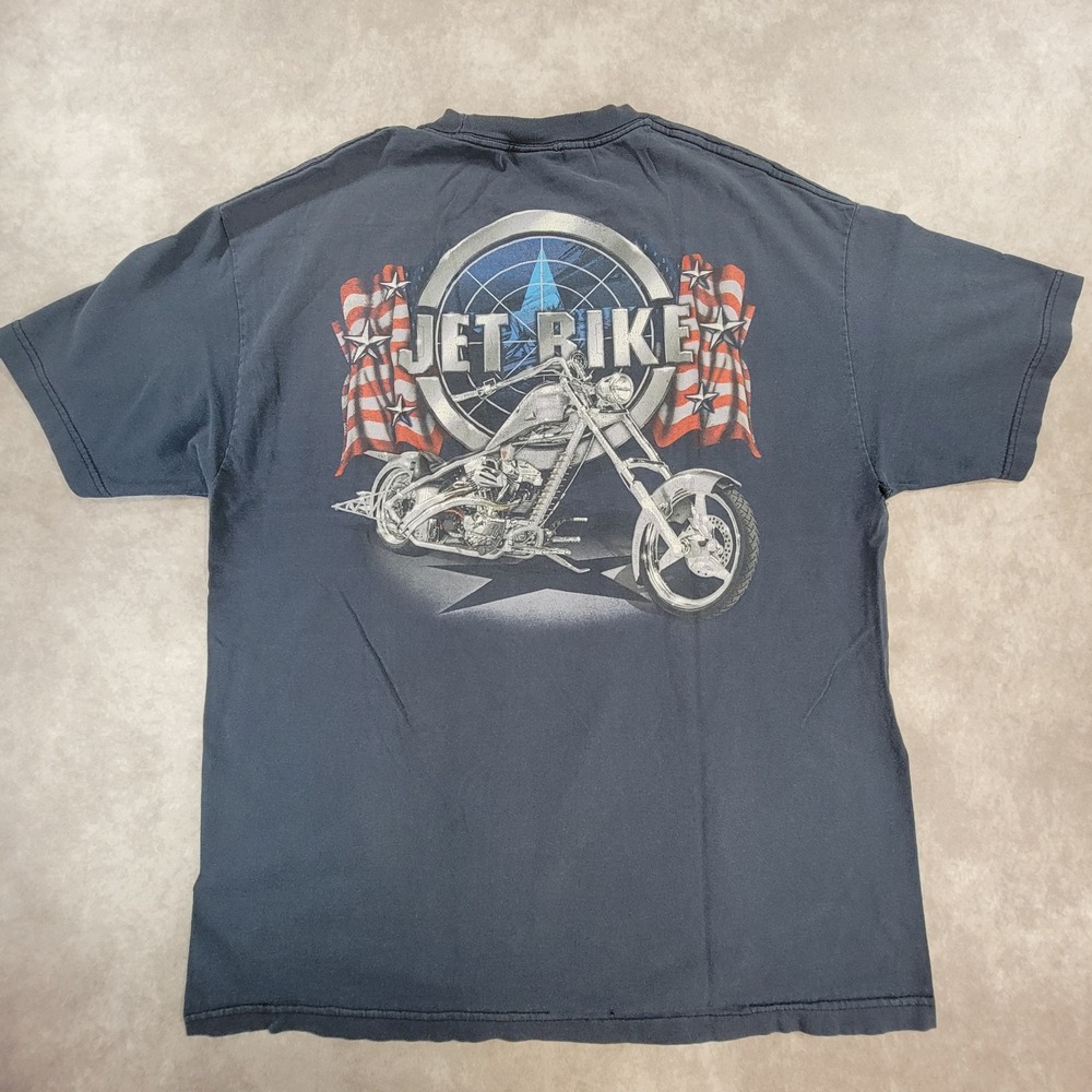 Vintage 2004 American Chopper Jet Bike T-Shirt Mens XL Navy Blue Biker Tee